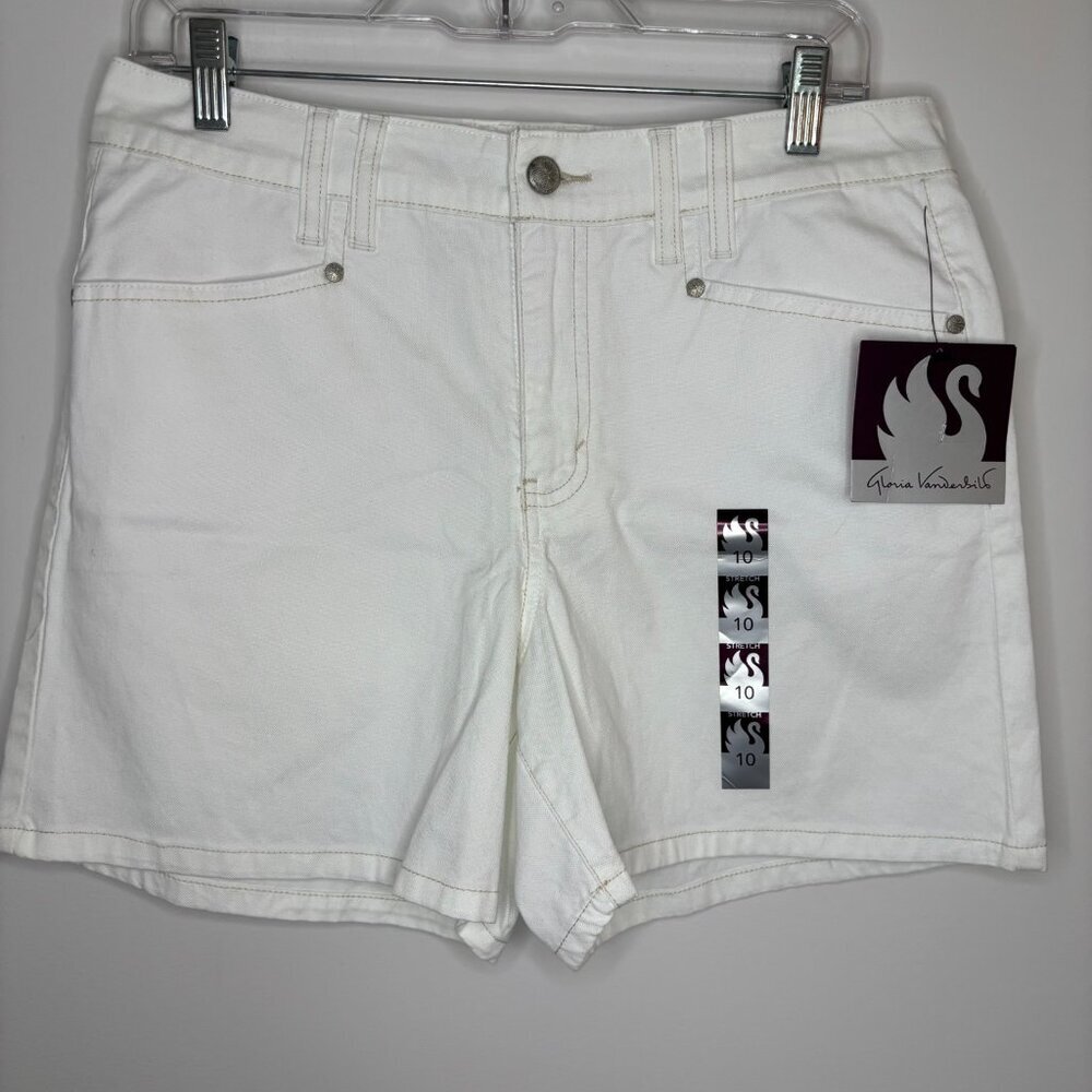 GLORIA VANDERBILT NEW Shorts Womens 10 White Pockets Stretch 5" inseam Summer